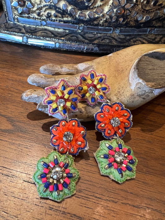 Folklore Flower Earring Orange Center