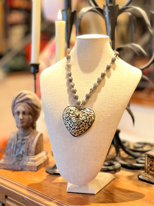 Heart Necklace 1312 with Labradorite Stones