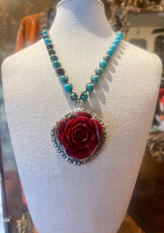 Red Rose on Turquoise 1202, 1203