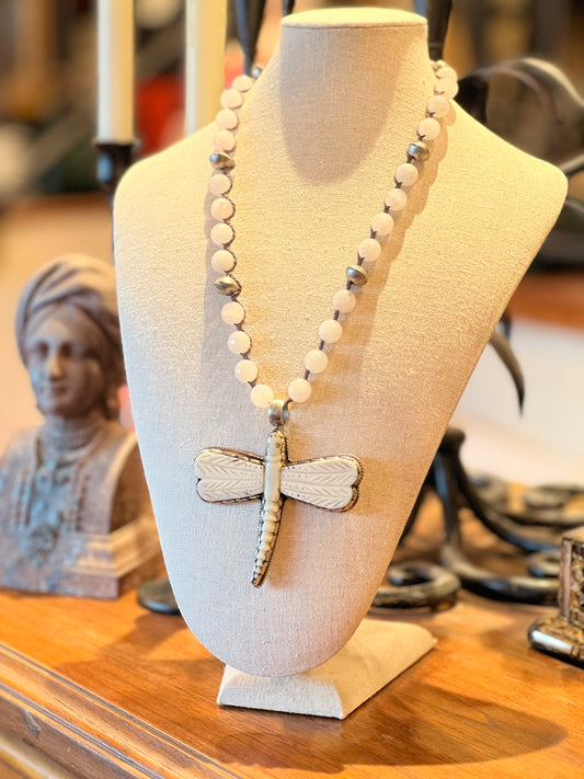 Pale Dragonfly 1336 Lavender Jade Necklace