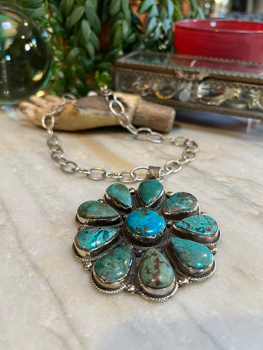 Turquoise Flower 1350 Necklace