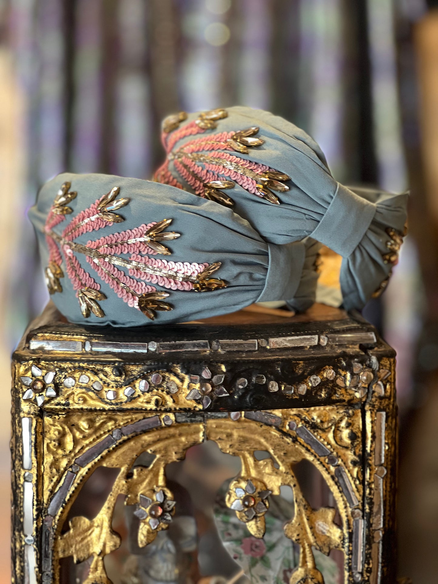 Pink Gold Leaf Headband