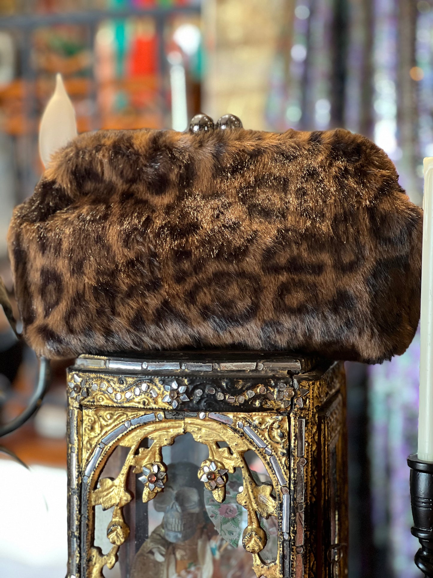 Faux Leopard Clutch