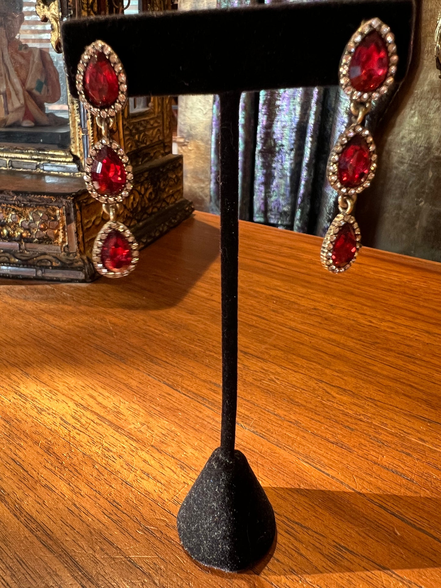 Red Rhinestone Earrings