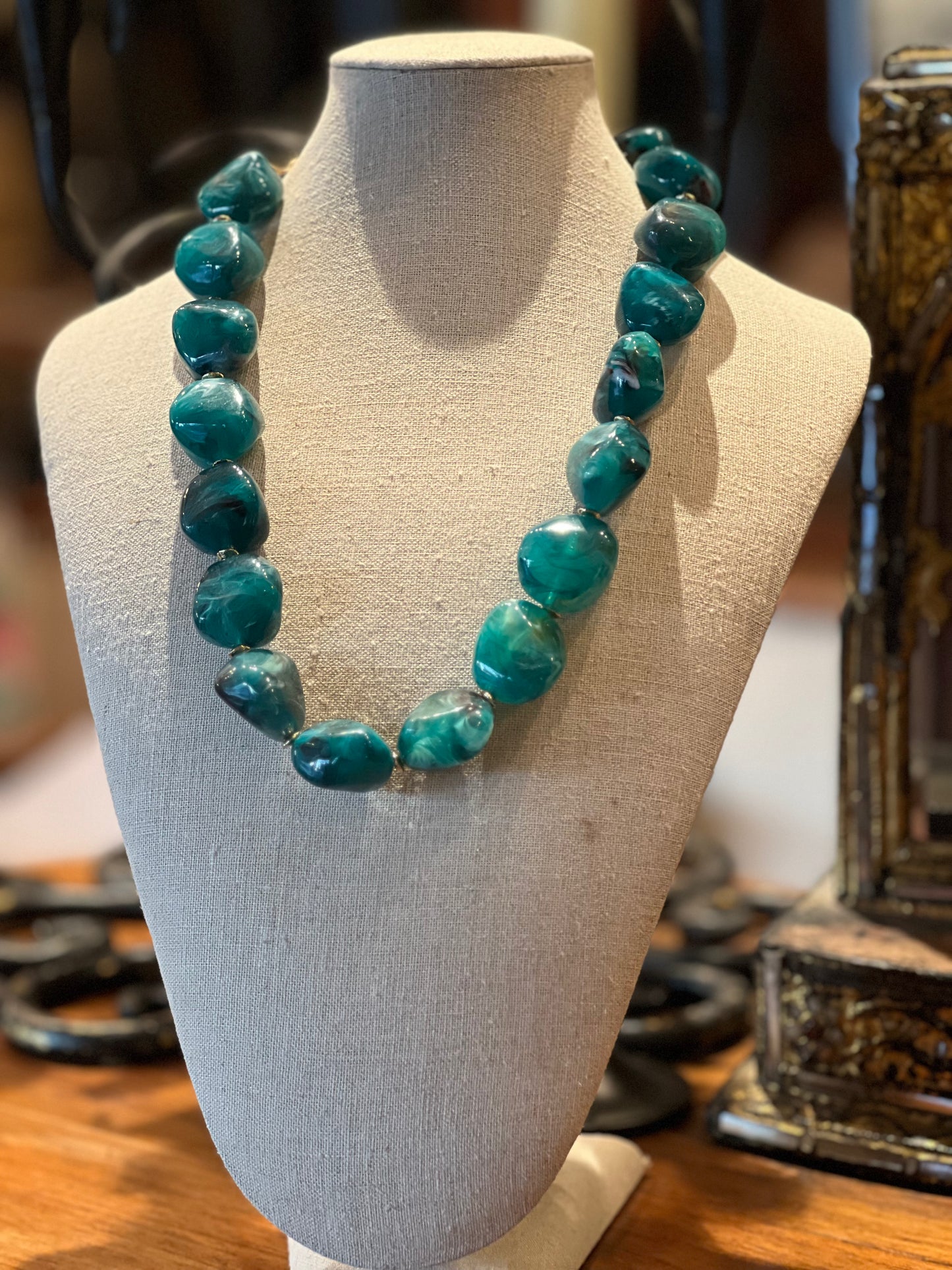 Faux Teal Nugget Necklace