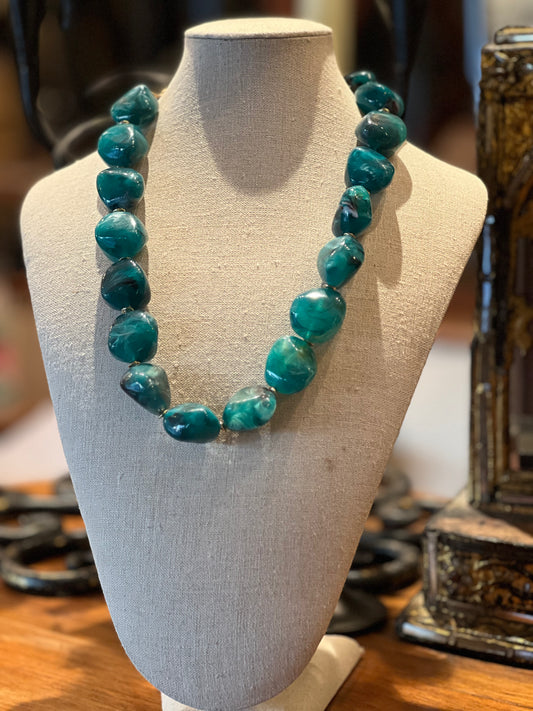 Faux Teal Nugget Necklace