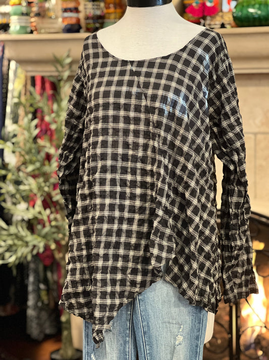 Crop Kite Shirt in Black Checked