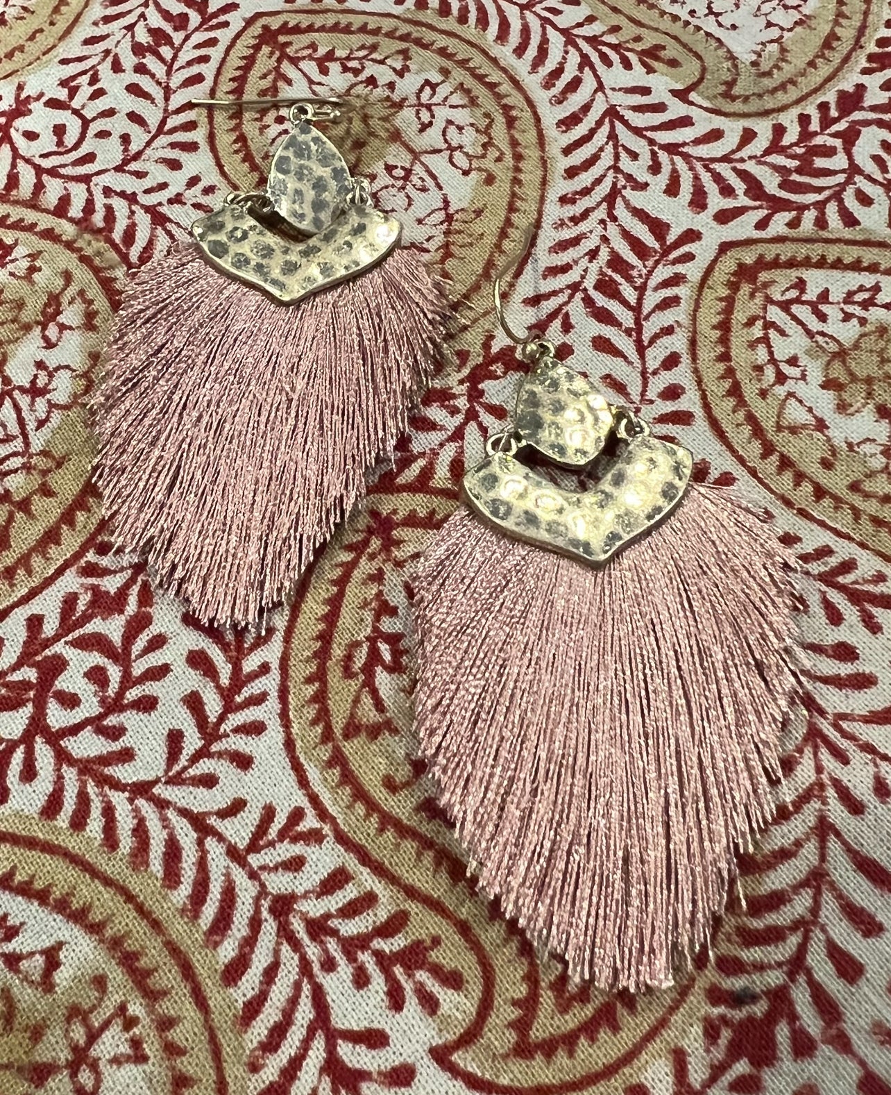 Dusty Pink Fringe Earrings