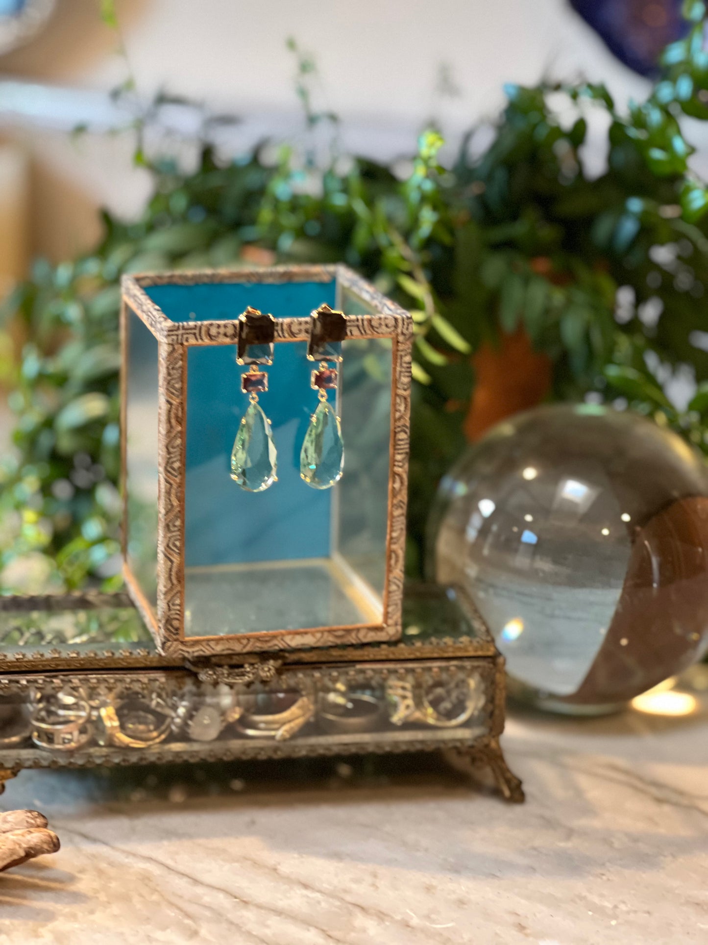 Collette Earring in Taupe Aqua