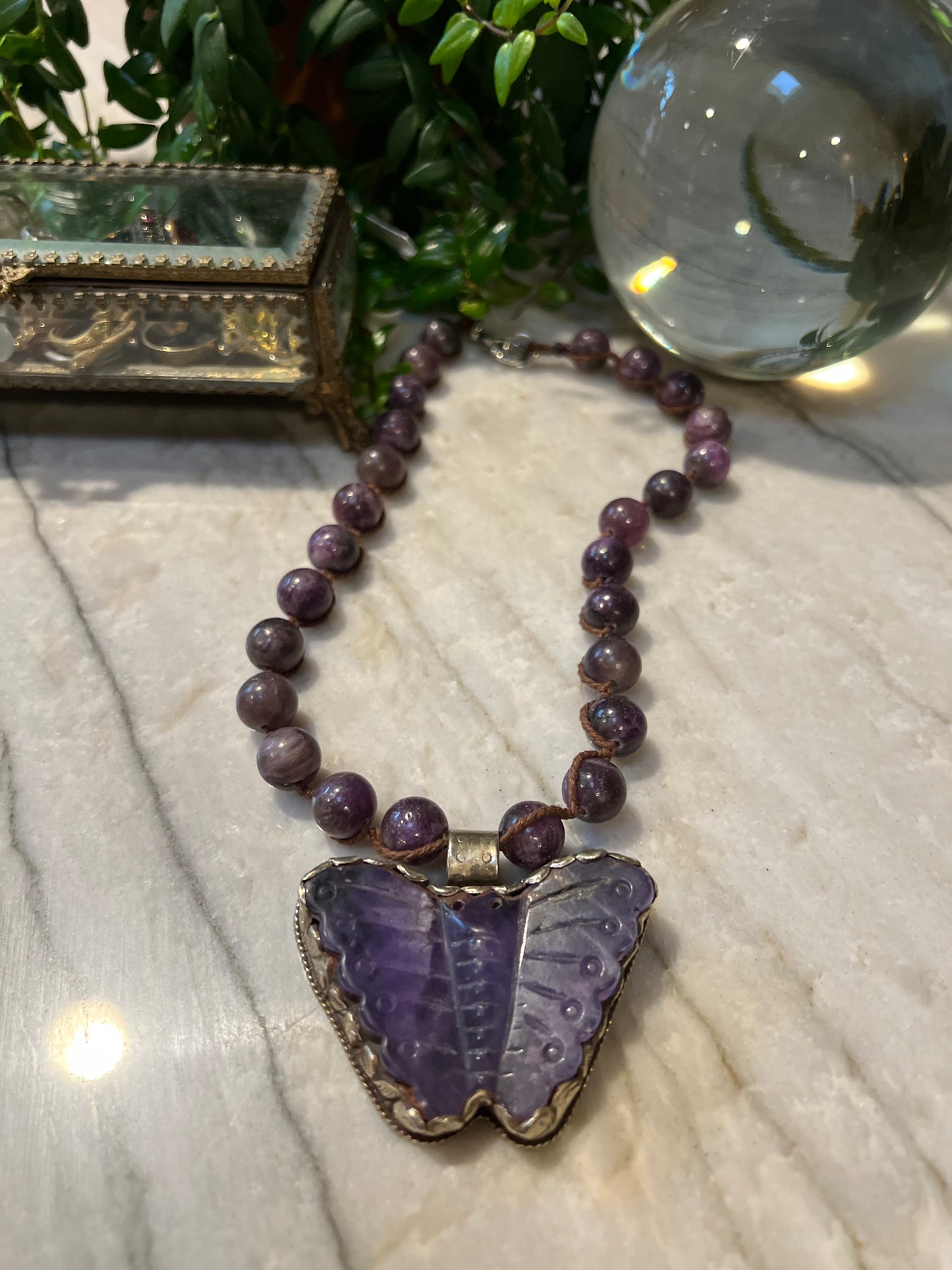 Amethyst Butterfly Necklace 1381