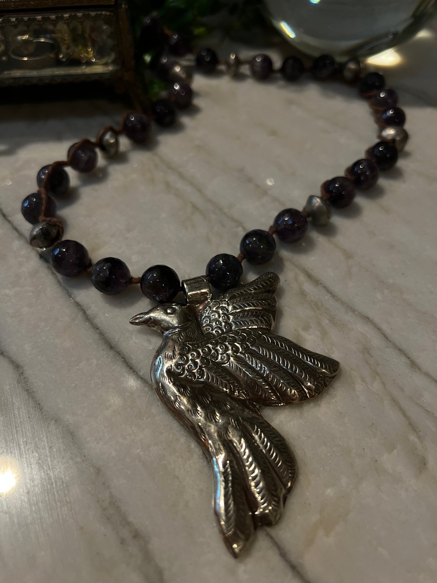 Dove with Purple Agate Necklace 1382