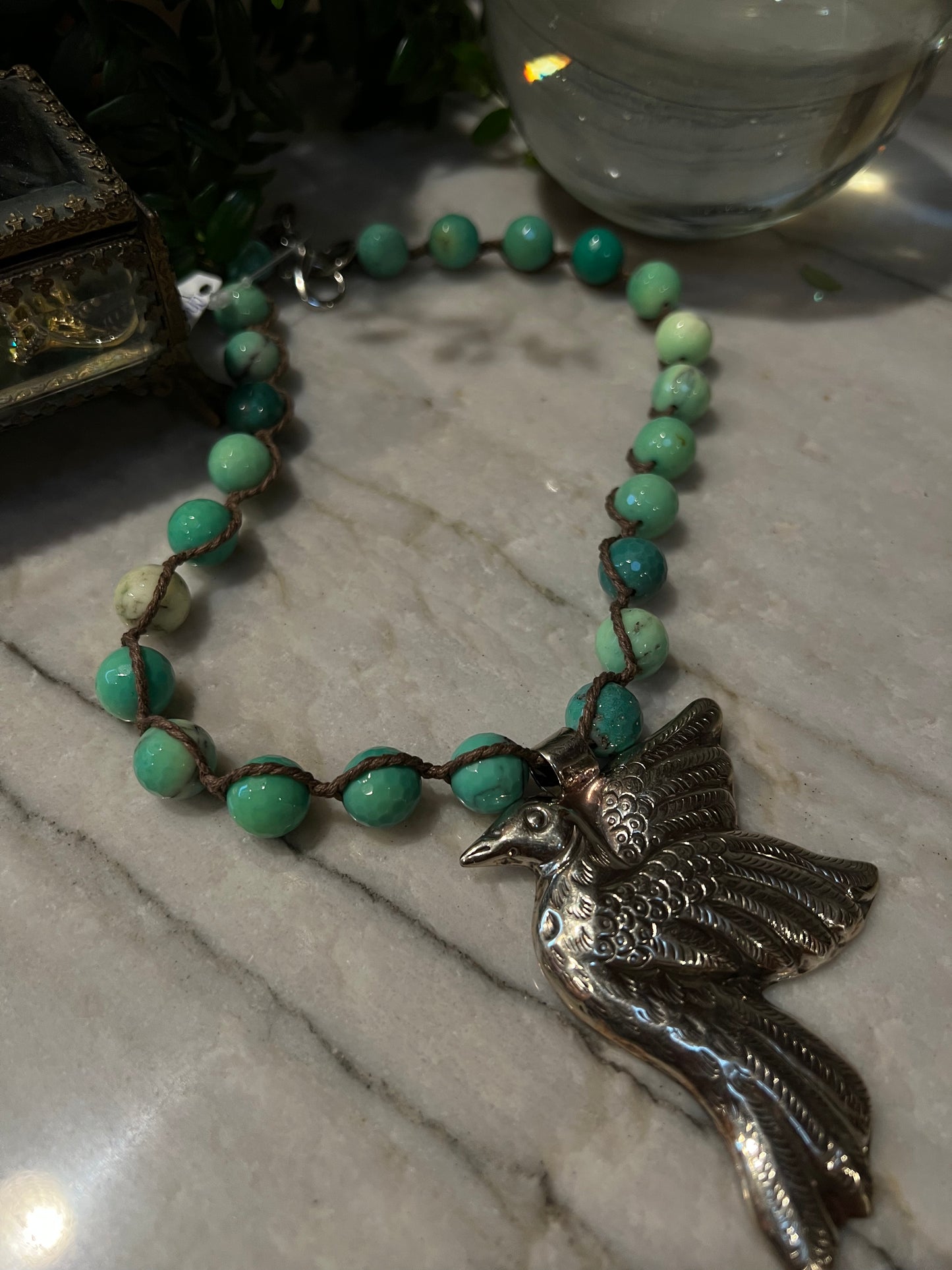 Dove with Chrysoprase Necklace 1367