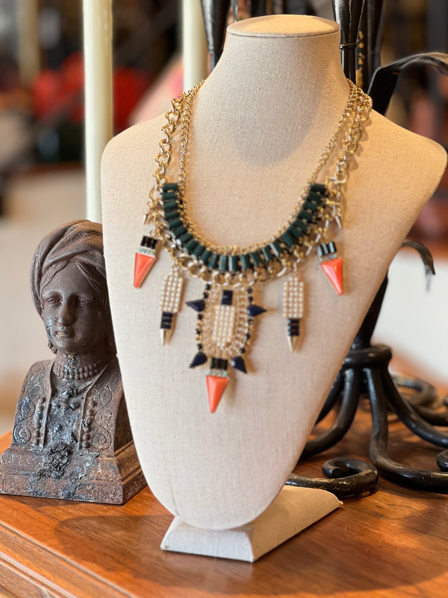 Coral Deco Statement Necklace
