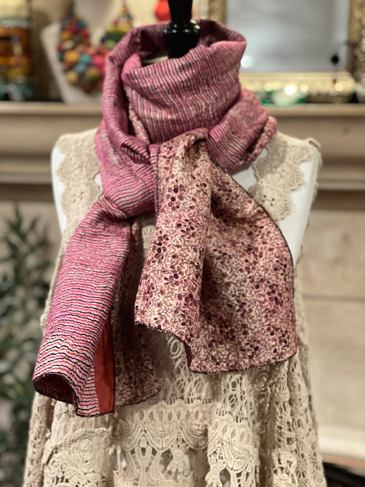 Felted Scarf in Raspberry Field