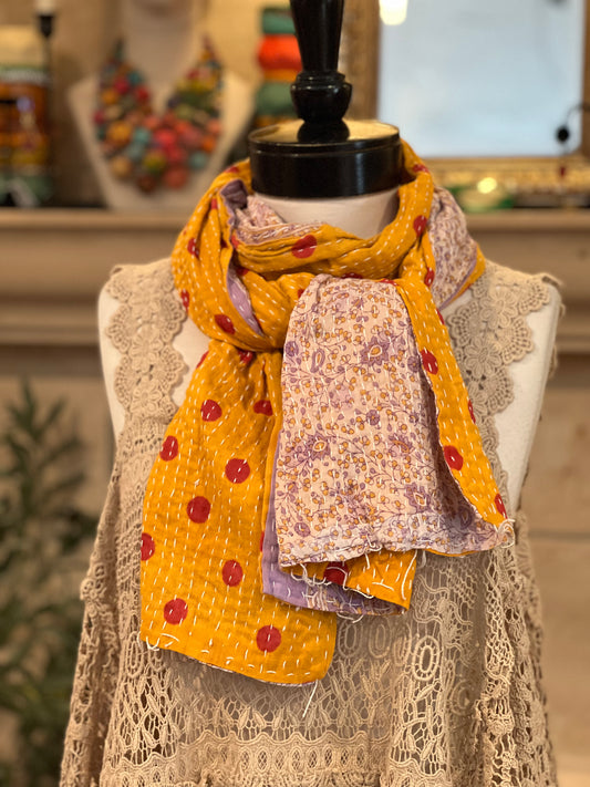 Kantha Scarf in Red Dot