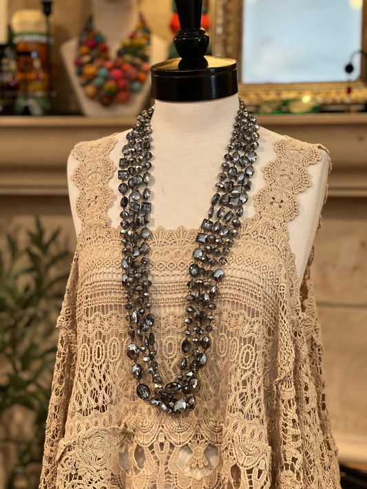 Crystal Ball Necklace in Pewter