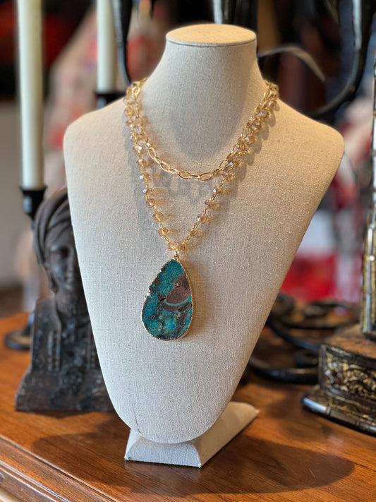 Crystal Layering Necklace in Bright Turquoise