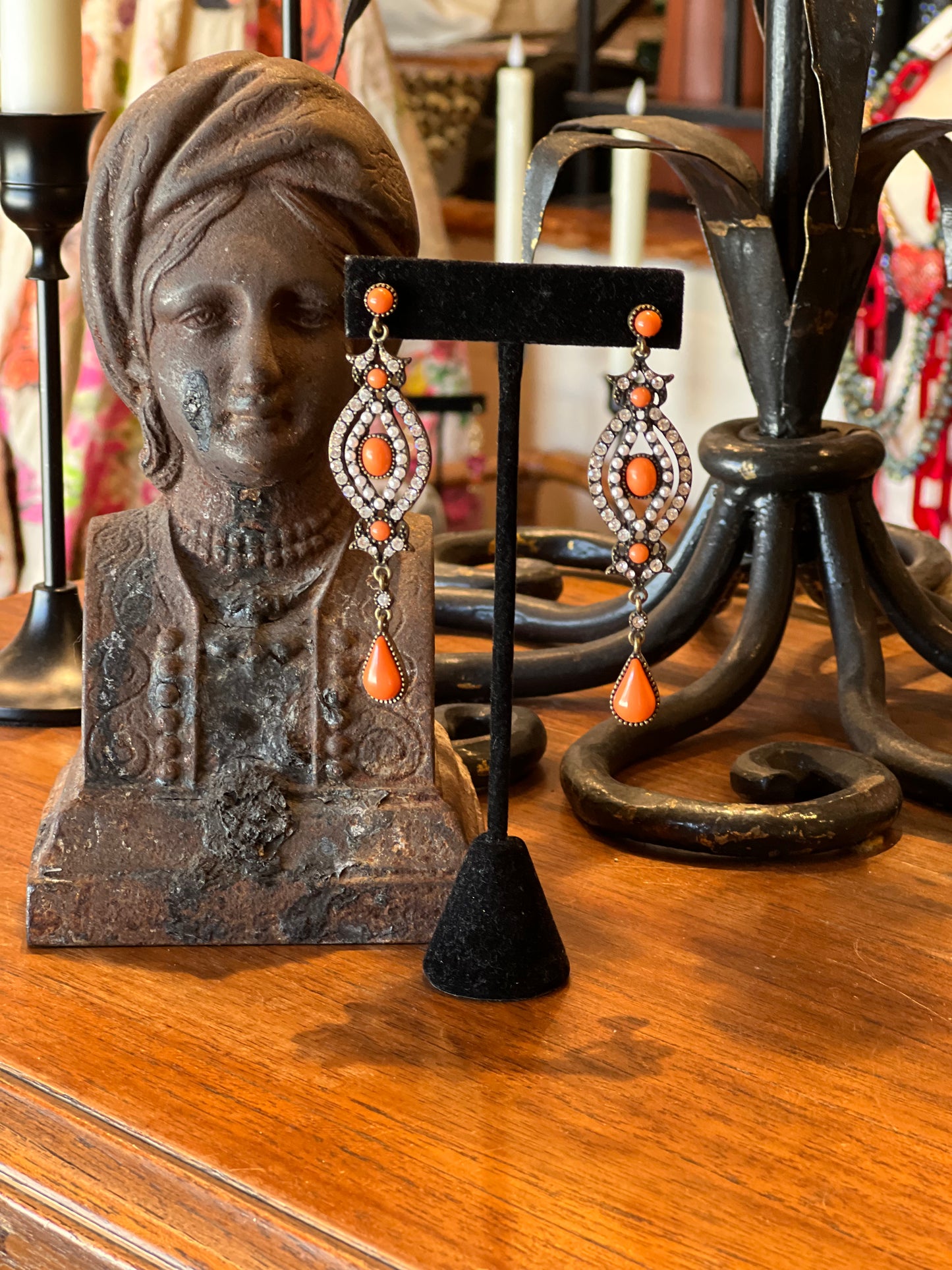 Coral Pearl Drop Earring