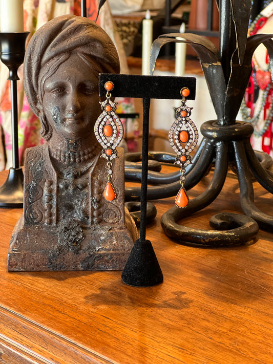 Coral Pearl Drop Earring