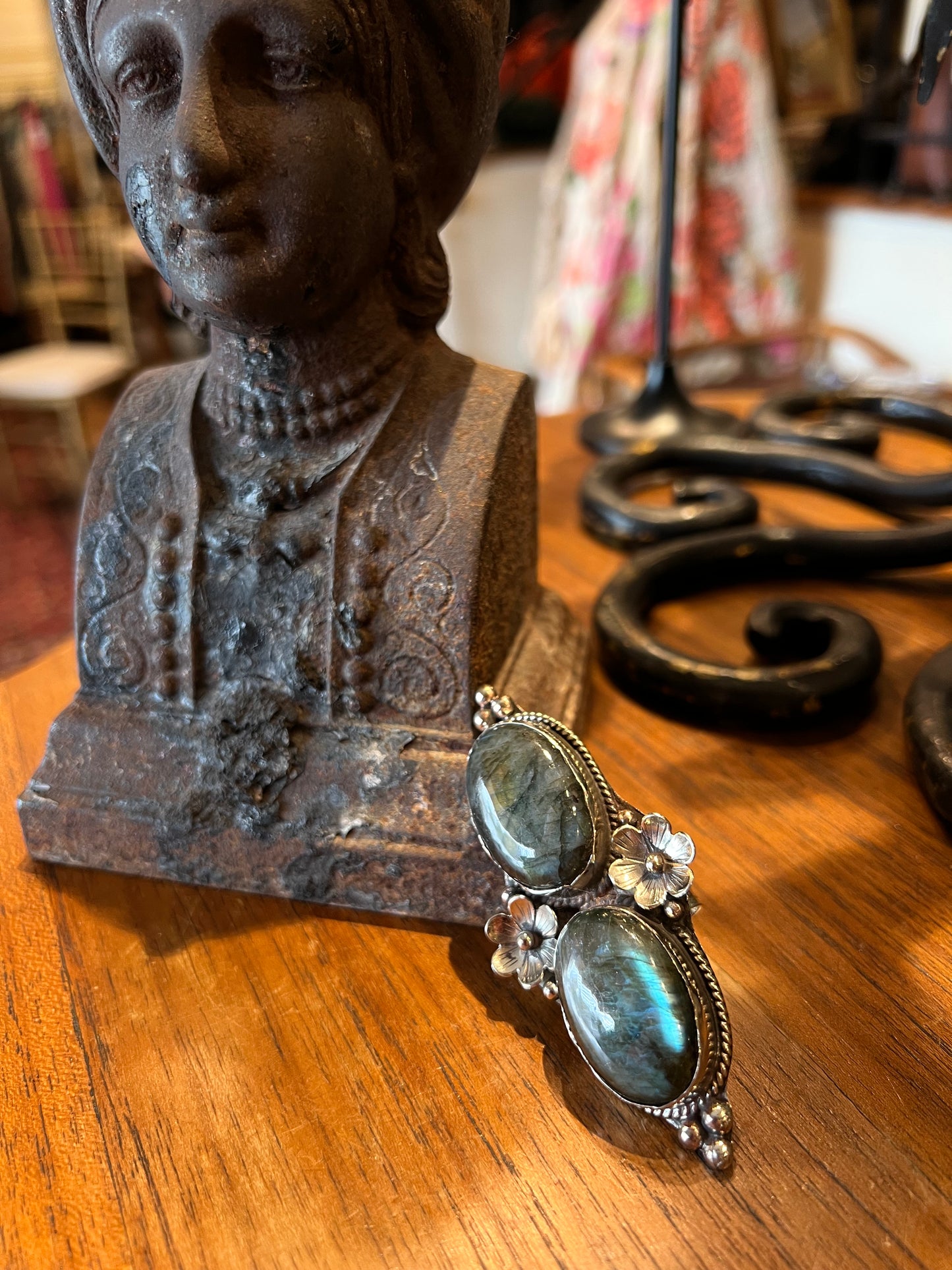 Labradorite Elongated Stone Ring 1515,1516