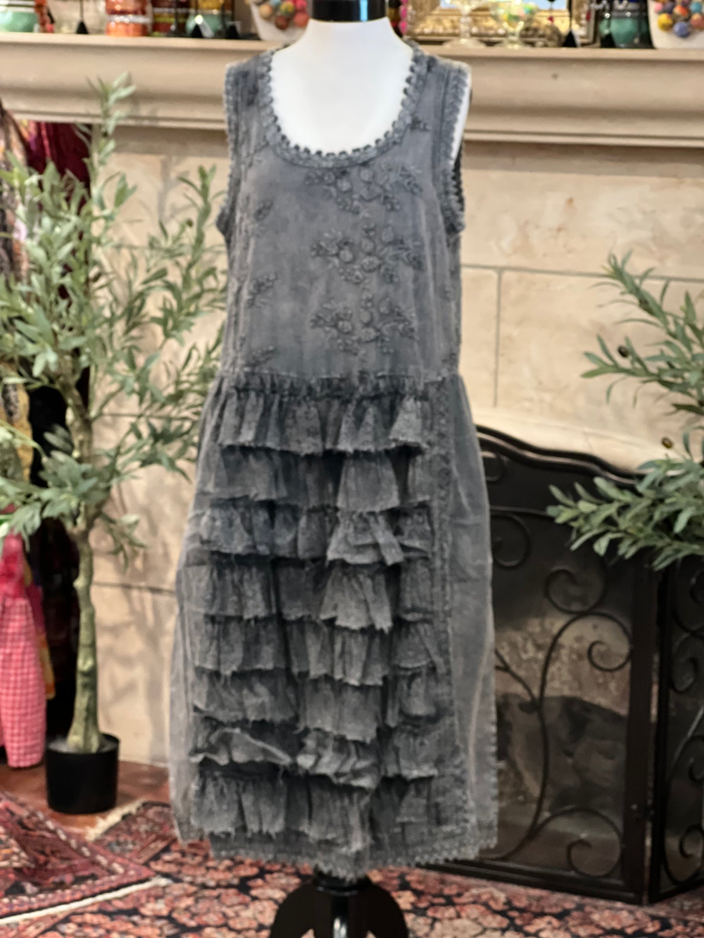 Grey Belle Ruffle Dress