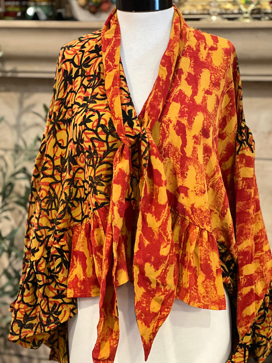 Gypsy Ruffle Top in Flame Flower