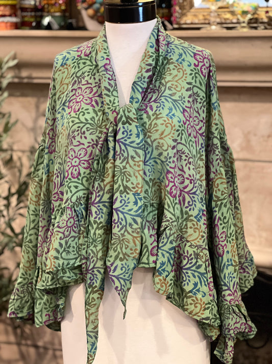 Gypsy Ruffle Top in Mint Leaf