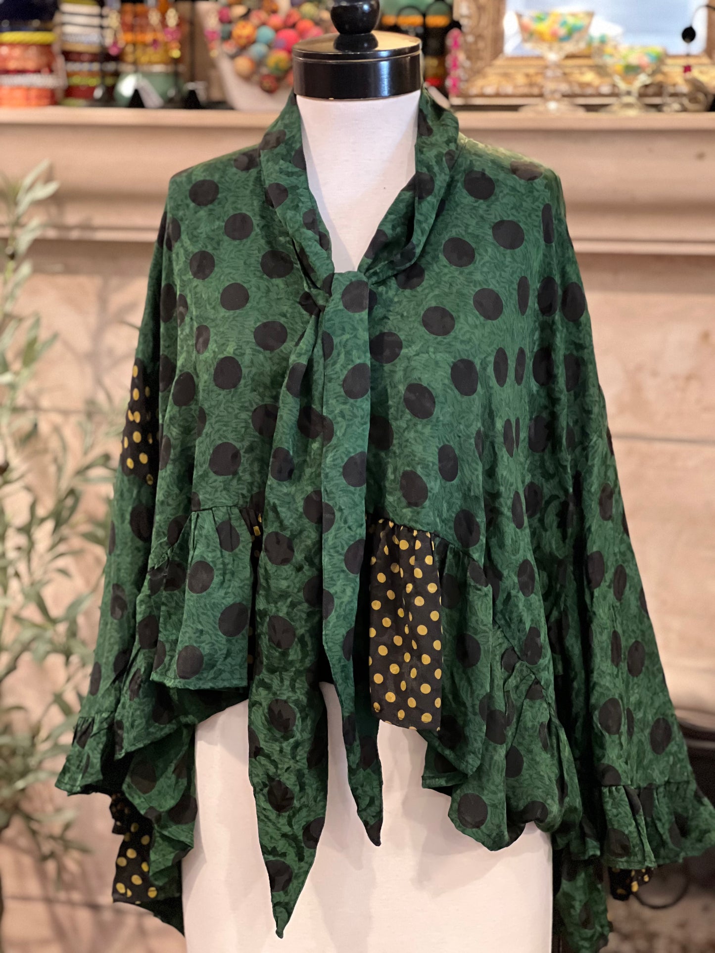 Gypsy Ruffle Top in Forest Dot