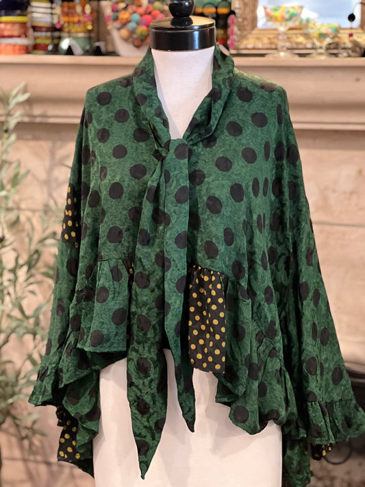 Gypsy Ruffle Top in Forest Dot