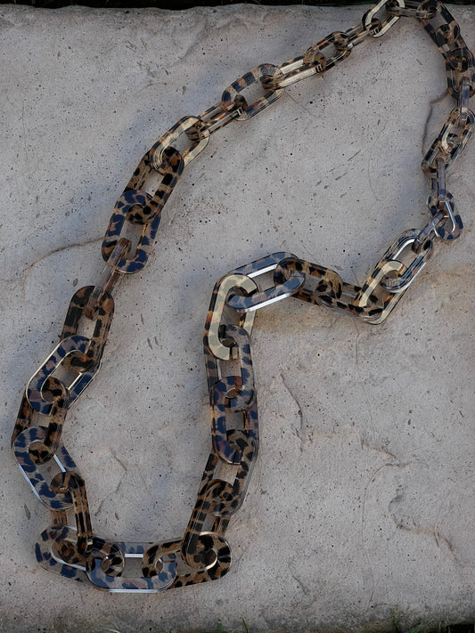 Chain Link Necklace in Leopard