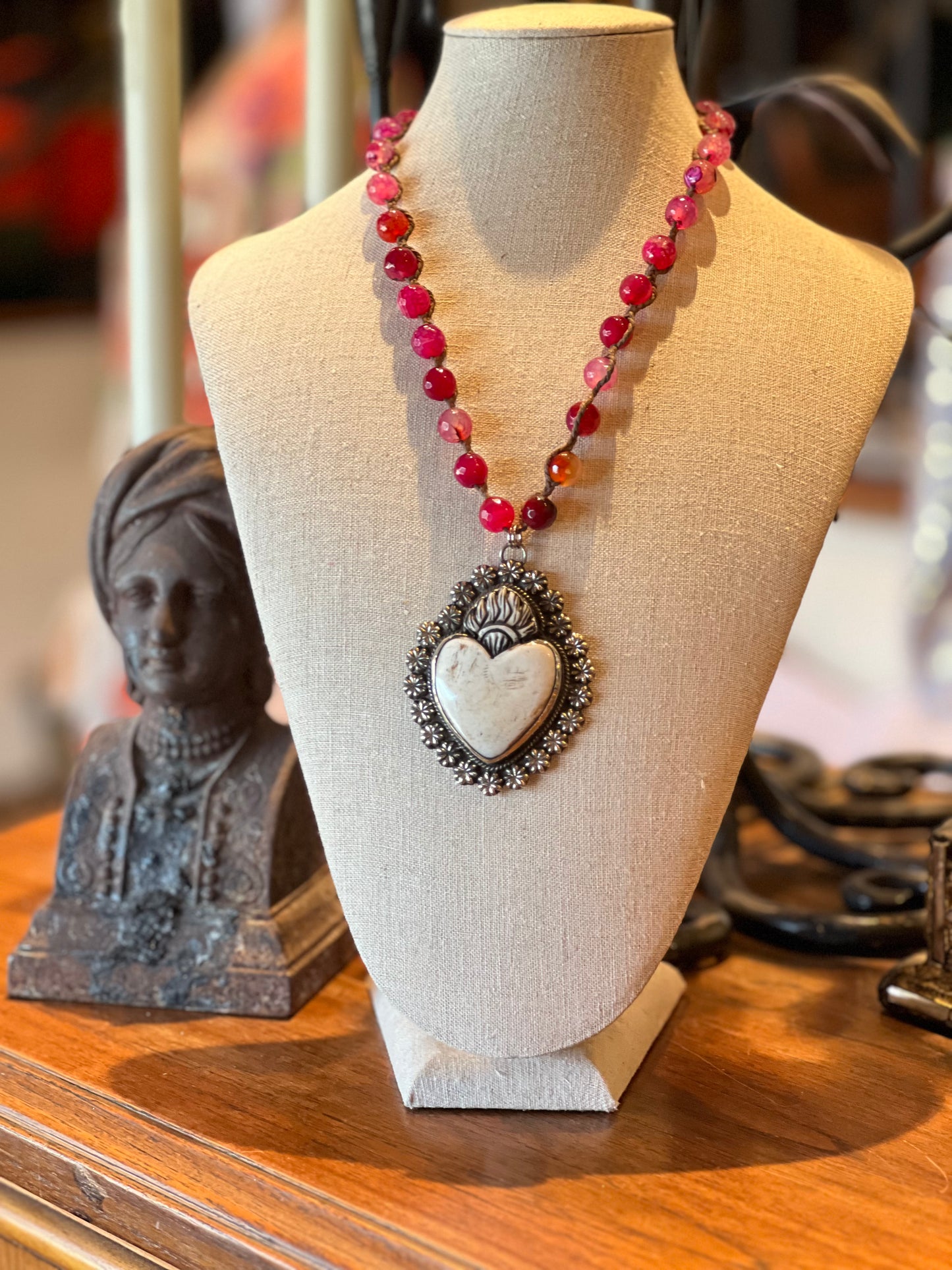 Sacred Heart on Pink Quartz 1519