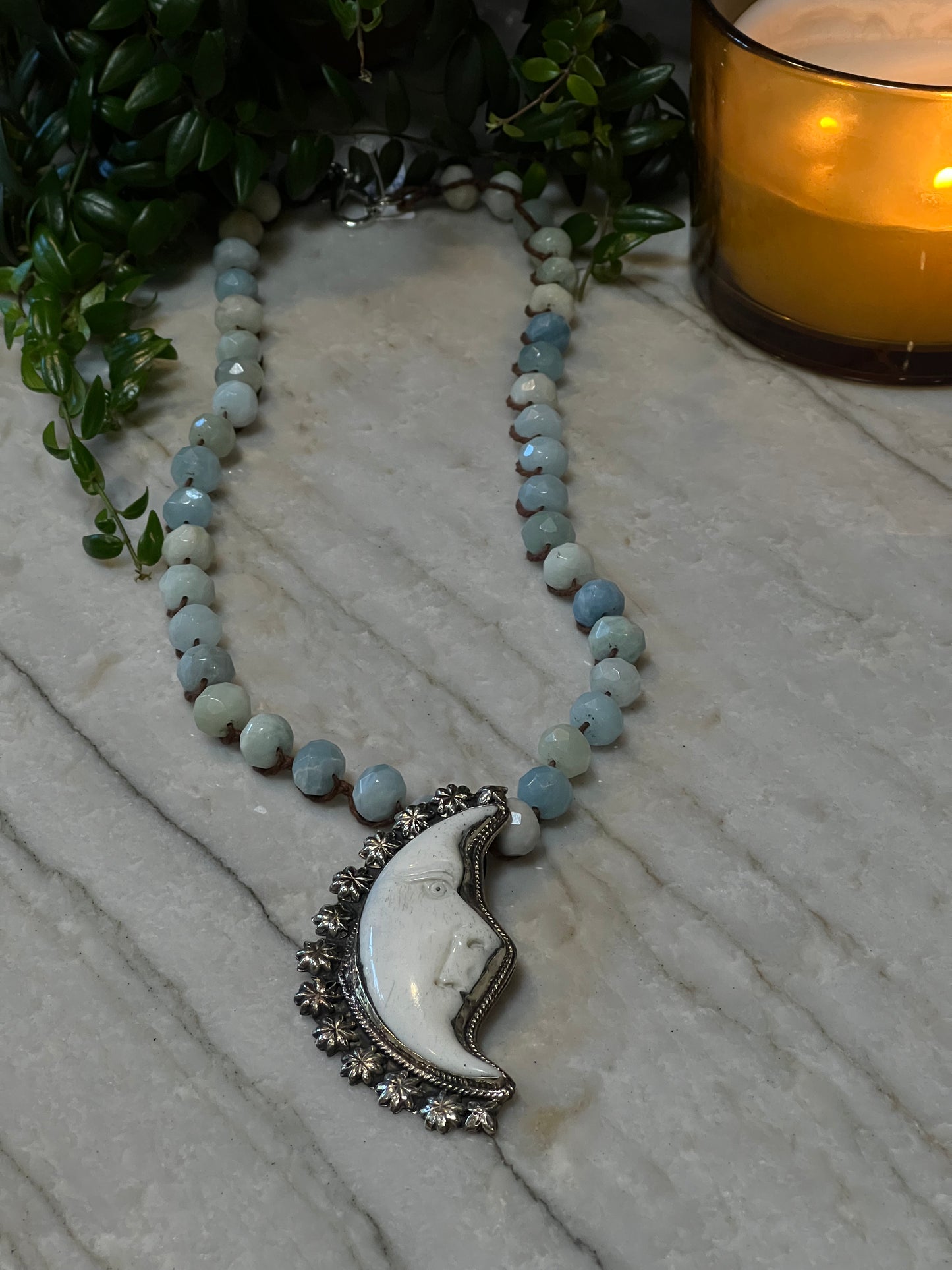 Carved Moon with Blue Moonstone 1583