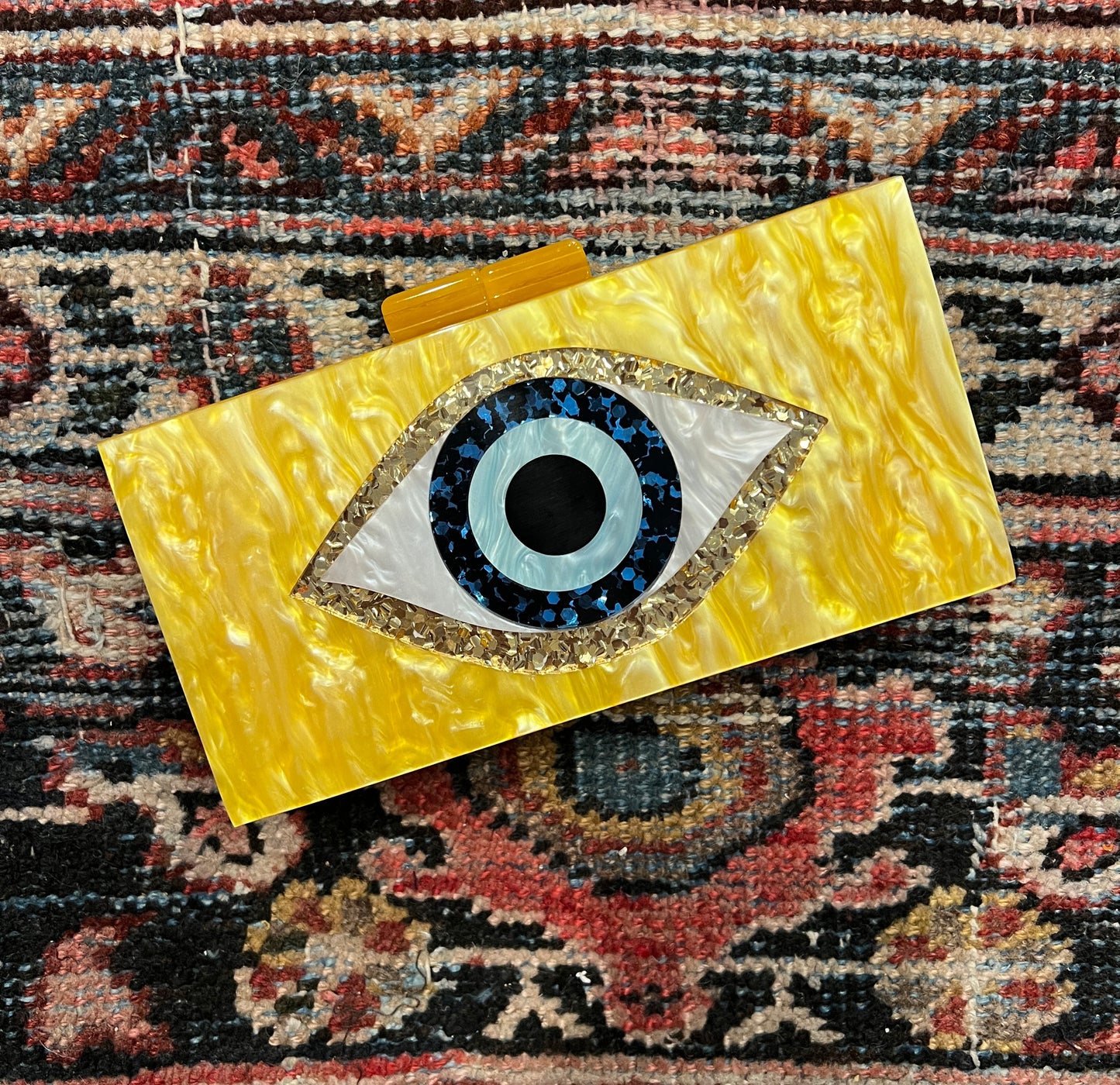 Evil Eye Clutch in Yellow