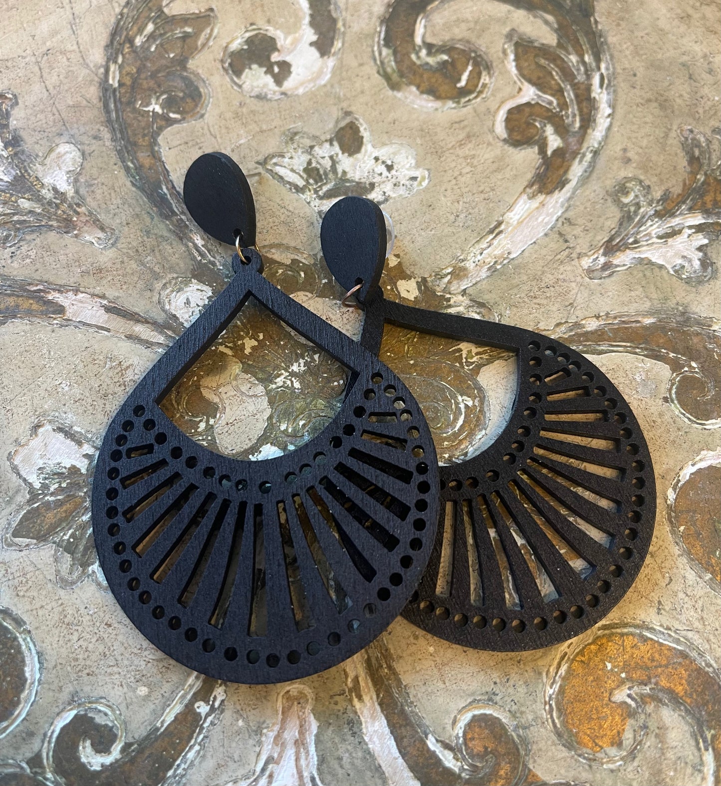Black Laser Cut Earrings