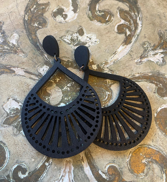 Black Laser Cut Earrings