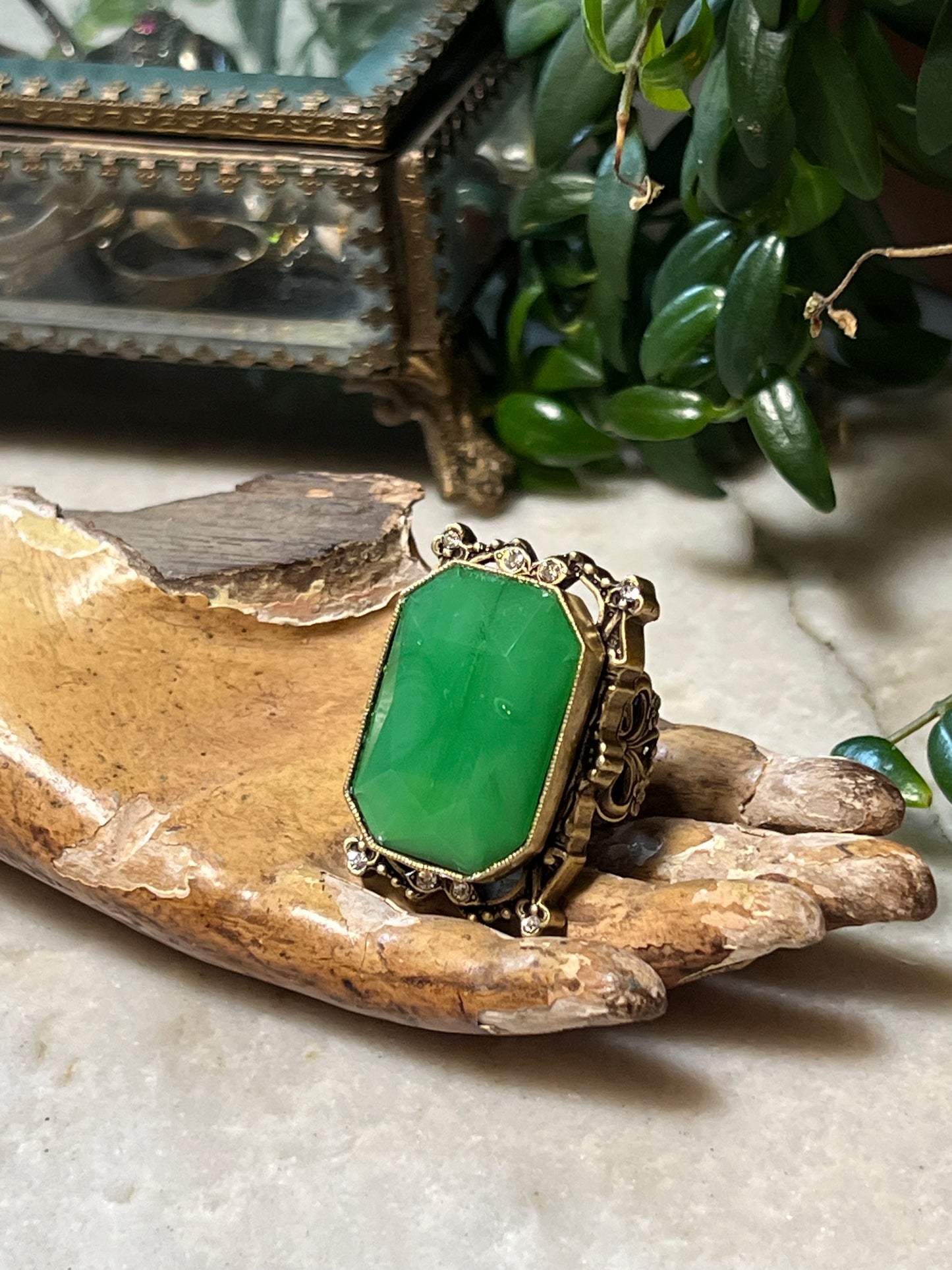 Lucia Ring in Lunar Green