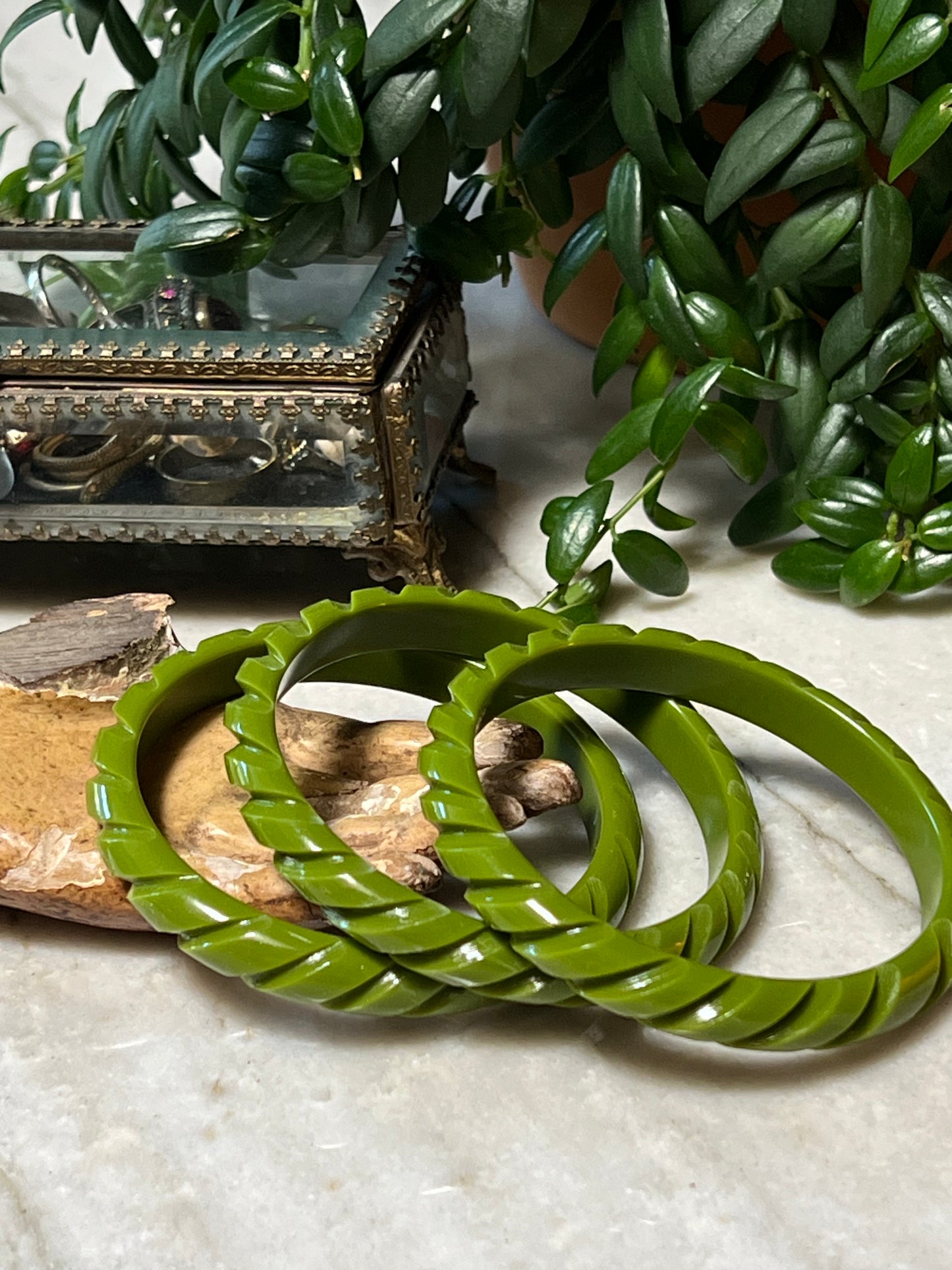Twist Bangle in Fern