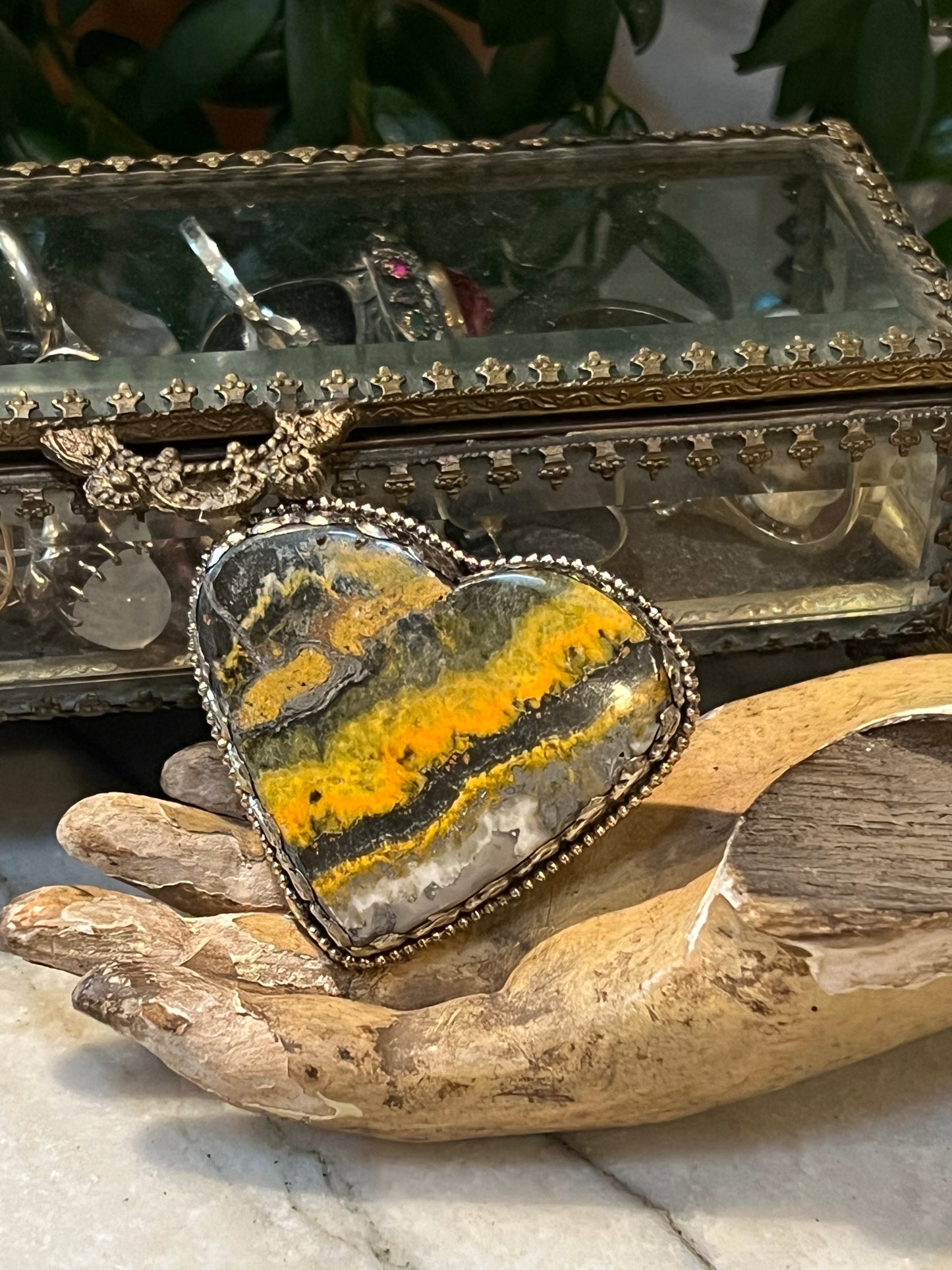 Bumble Bee Jasper Heart Ring 1647