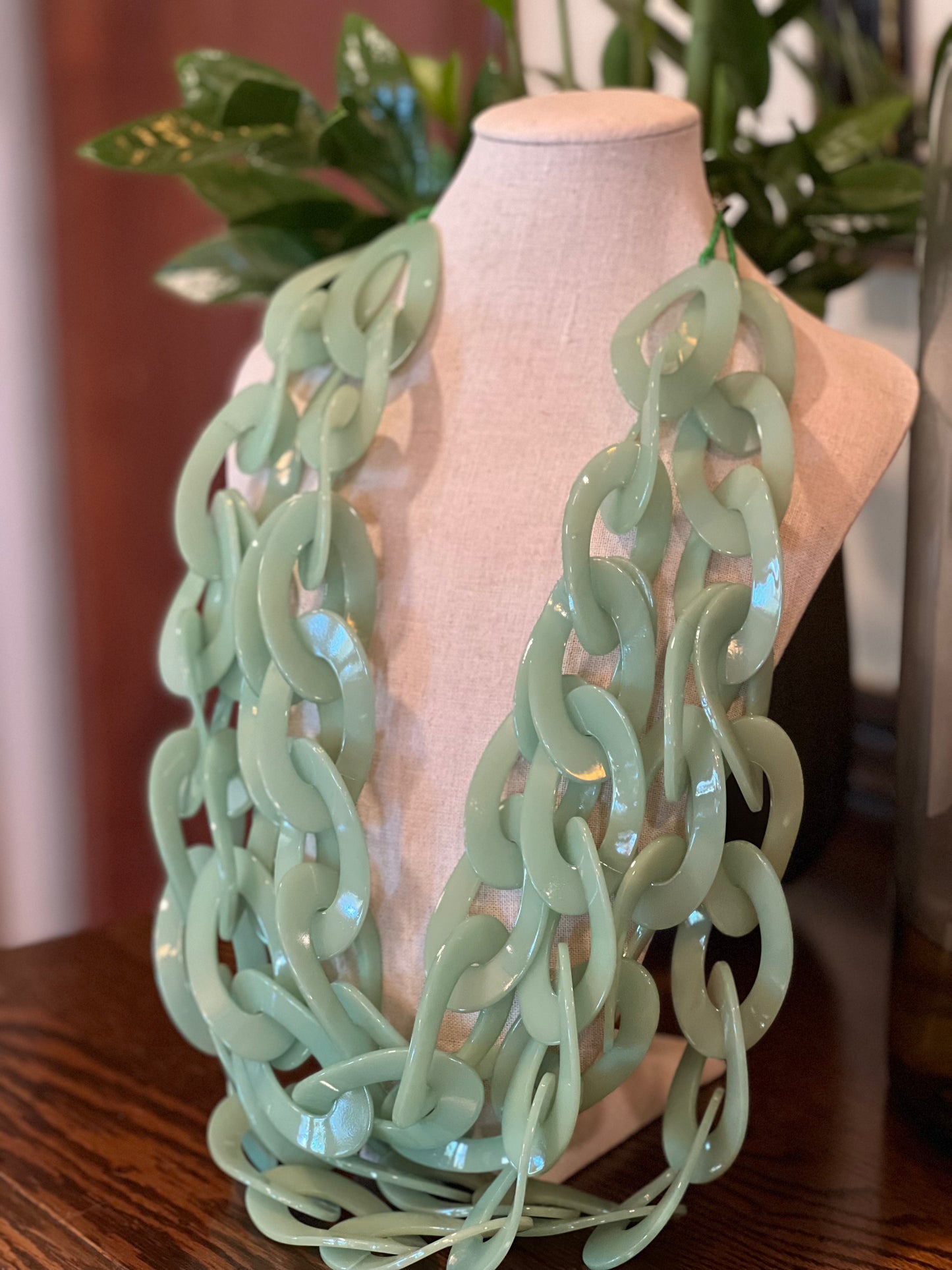 Link Statement Necklace in Jade
