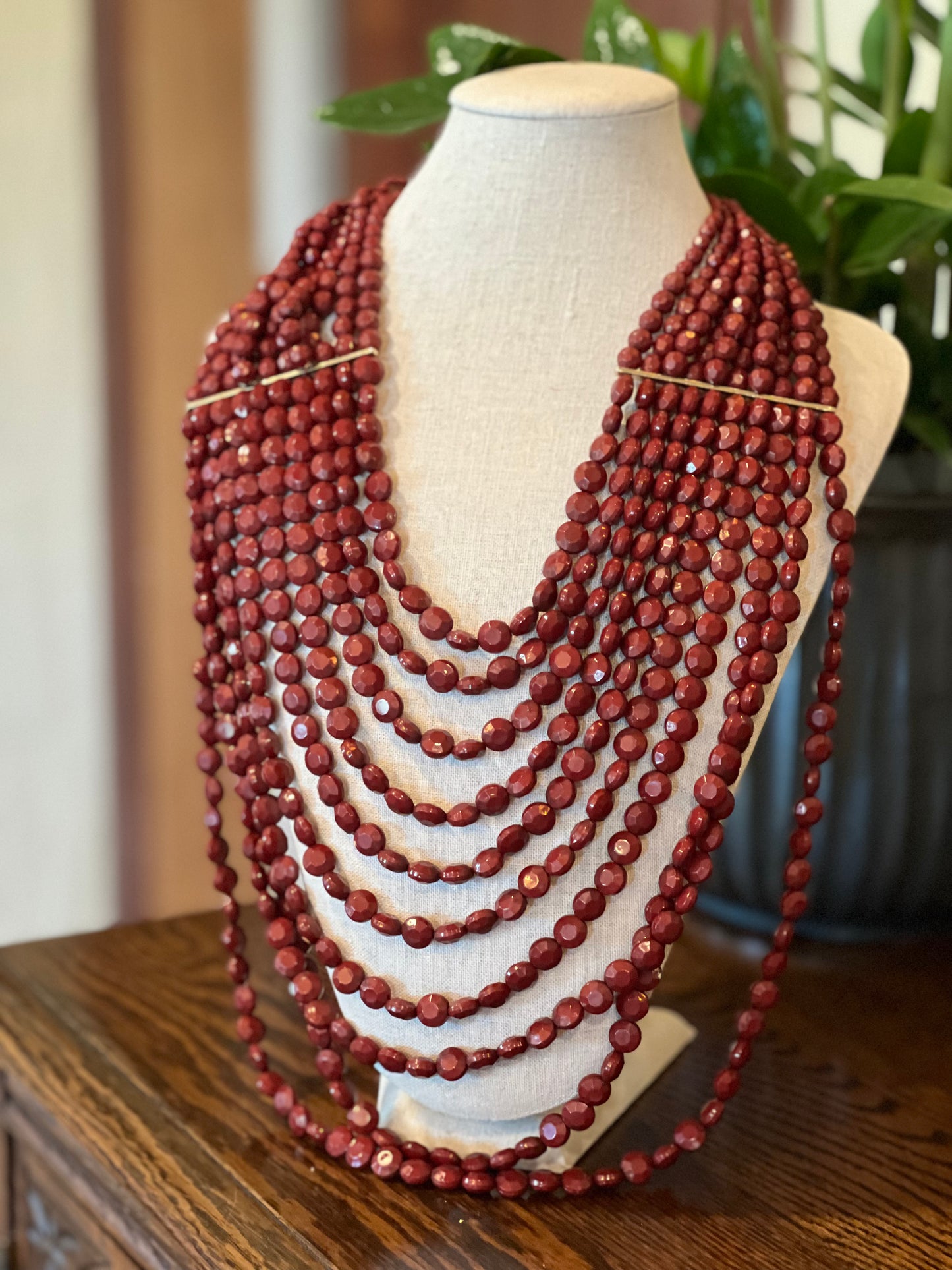 Bib Necklace in Garnet