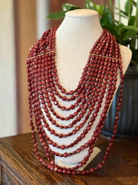 Bib Necklace in Garnet