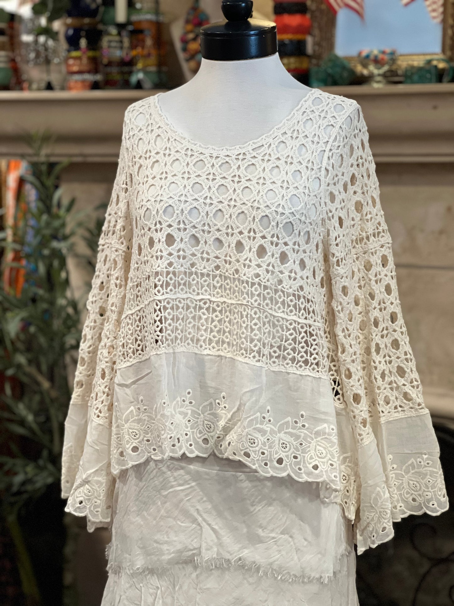 Lavinia Crochet Top in Natural