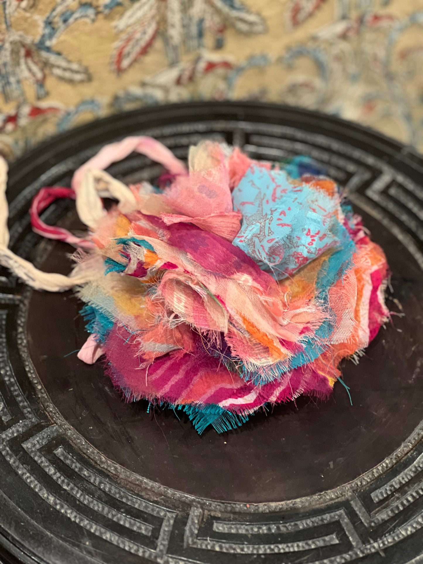 Tattered Rose in Turquoise Heart