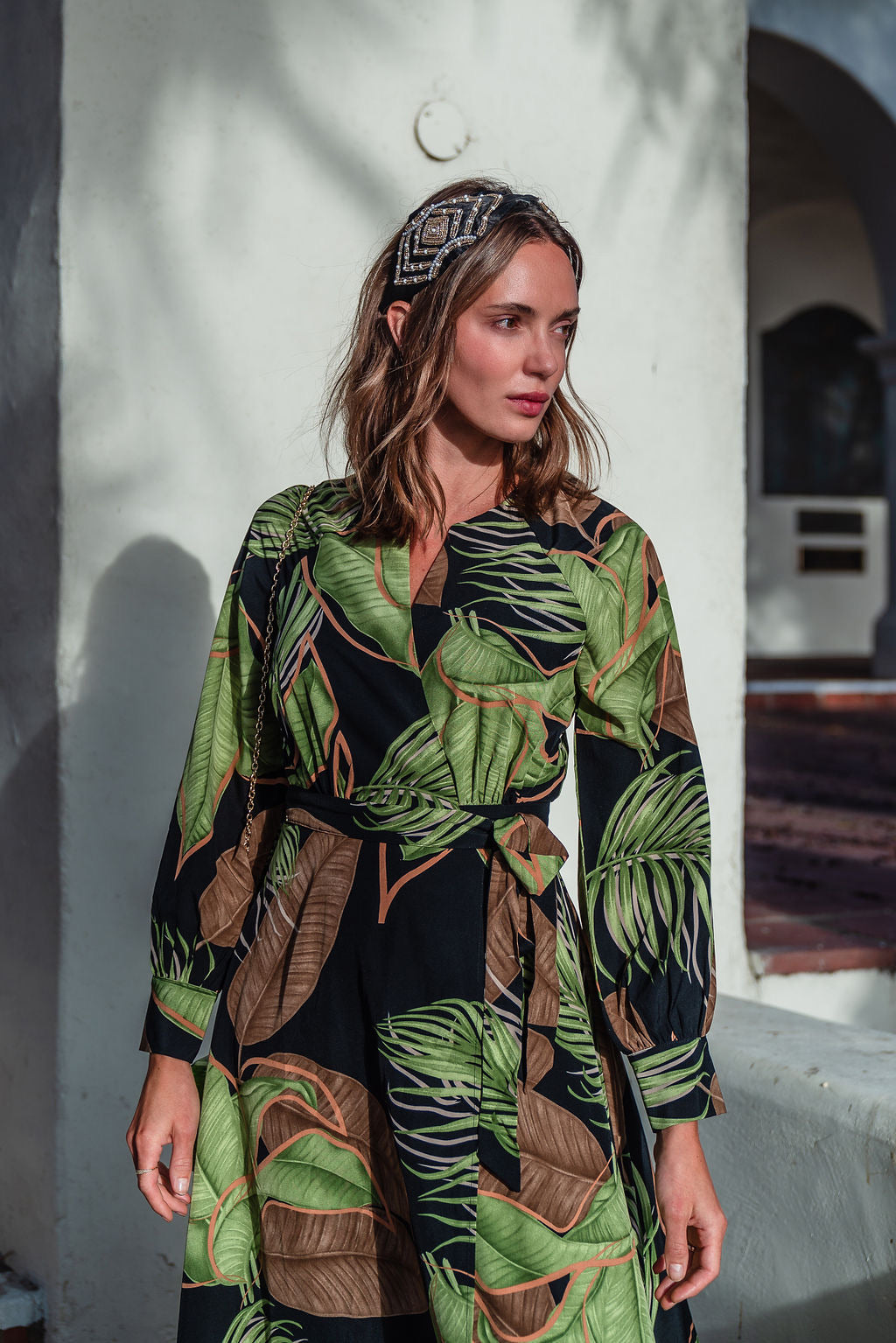 Wrap Dress in Palm Shadow