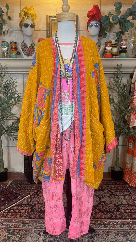 Kantha Blazer in Blue Flourish