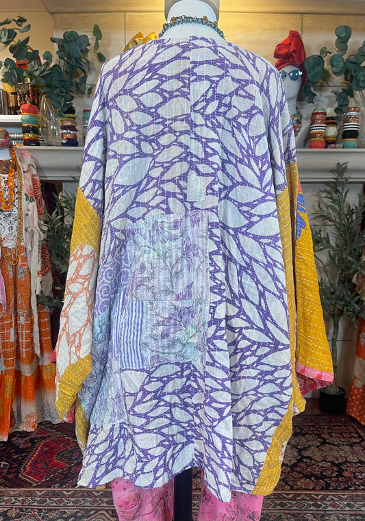 Kantha Blazer in Blue Flourish
