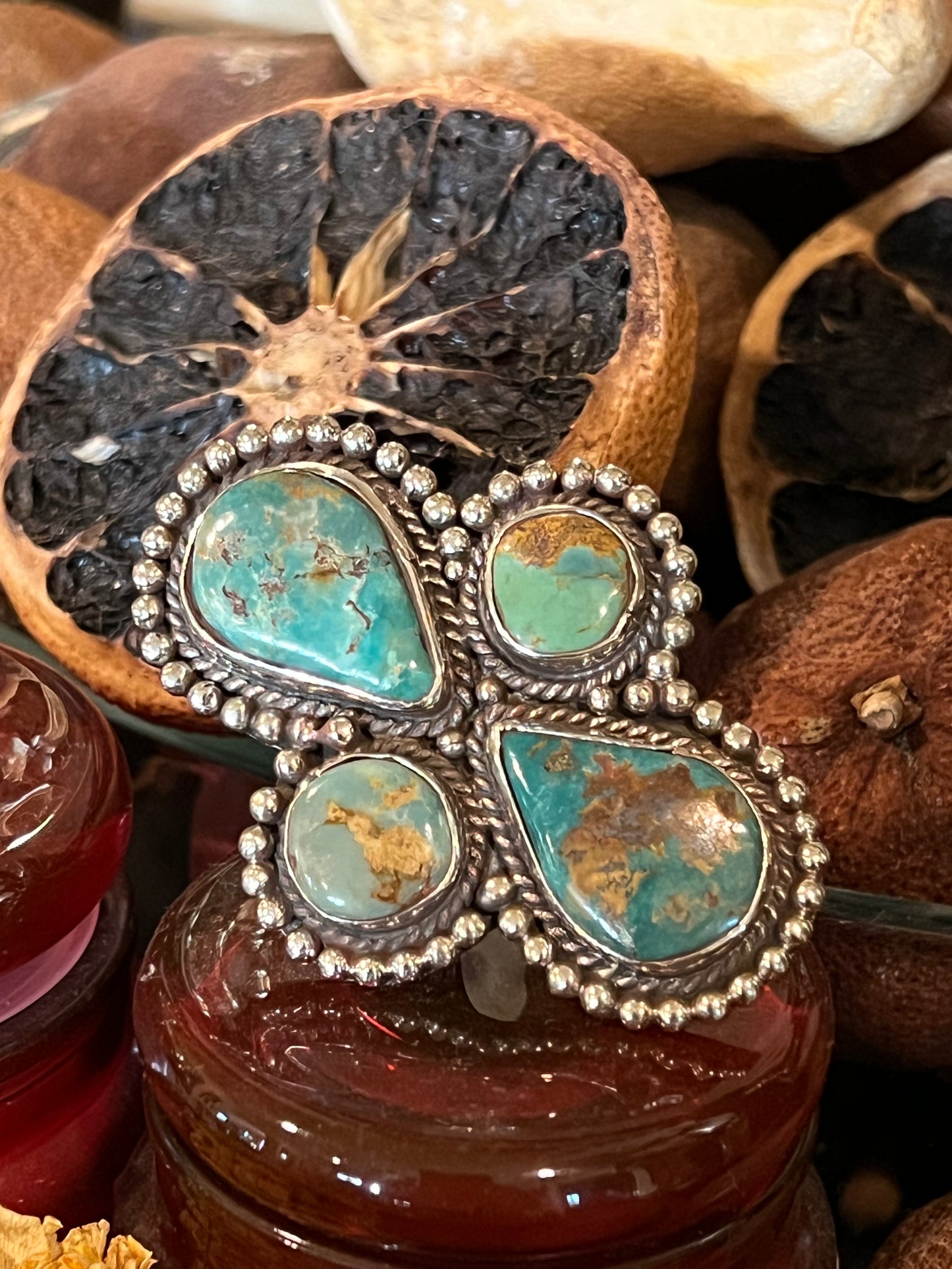 Turquoise Drop Ring 1701 – Chateau Bel Age Boutique