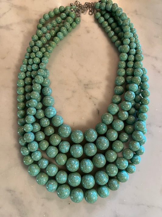 5 Strand "Antique Turquoise" Bead Necklace