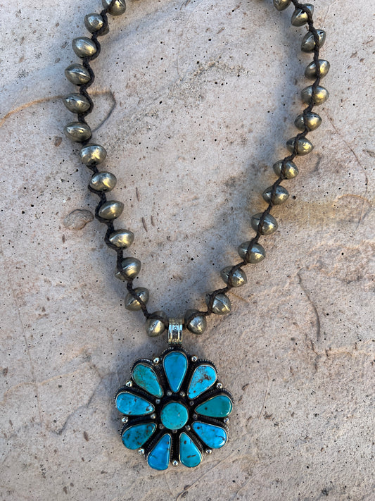 Turquoise Flower Necklace 441
