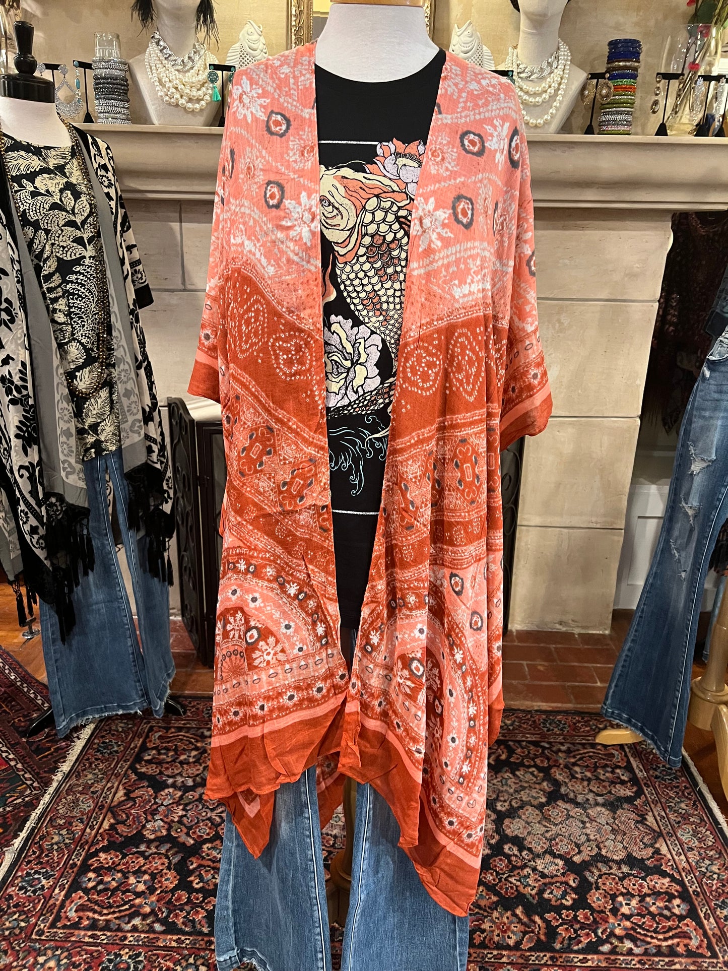 Kimono Topper in Terracotta Summer